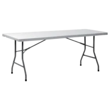 Folding Table - FLEN- plastic Top - metal legs - white -183x76x74cm