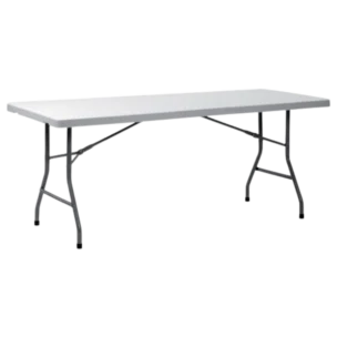 Folding Table - FLEN- plastic Top - metal legs - white -183x76x74cm