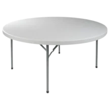 Folding Table - Nora - plastic Top - metal legs - white - Ø180x74cm