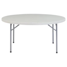 Folding Table - Nora - plastic Top - metal legs - white - Ø152x74cm
