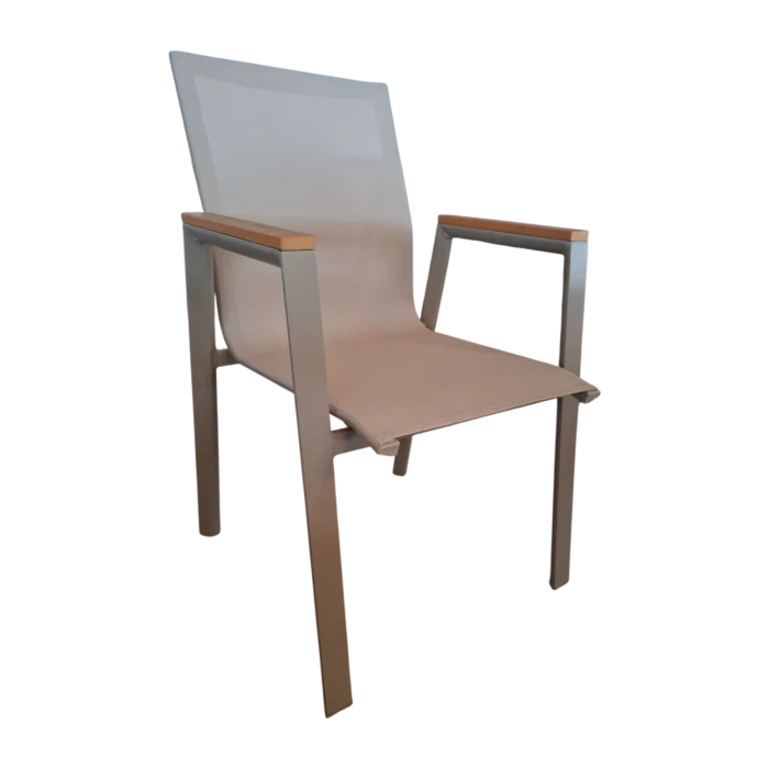 ALUMINIUM TEXTLINE CHAIR WITH PLASTIC WOOD ARM