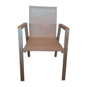 ALUMINIUM TEXTLINE CHAIR WITH PLASTIC WOOD ARM