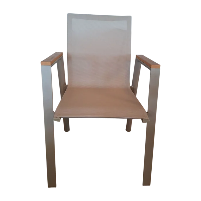 ALUMINIUM TEXTLINE CHAIR WITH PLASTIC WOOD ARM