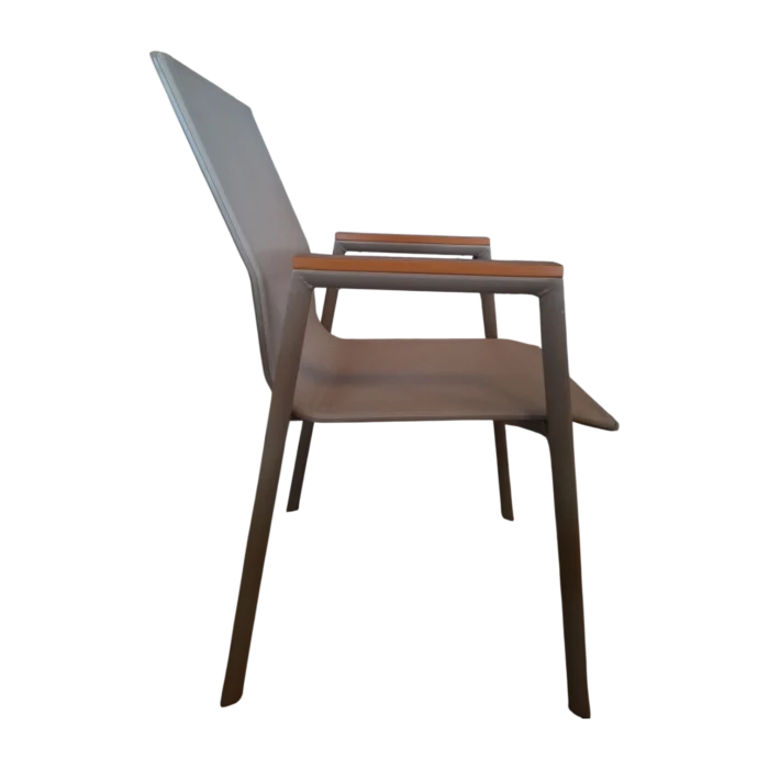 ALUMINIUM TEXTLINE CHAIR WITH PLASTIC WOOD ARM