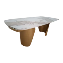 Elysian Extendable Dining Table - Glossy sintered stone - GOLD/WHITE-200(50+50)x100xH75cm