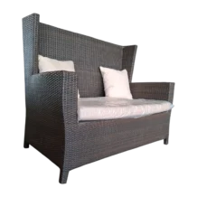 Malibu 2st Outdoor Sofa — wicker, Fabric — Dark Brown— L135xD78xH109cm