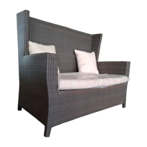 Malibu 2st Outdoor Sofa — wicker, Fabric — Dark Brown— L135xD78xH109cm