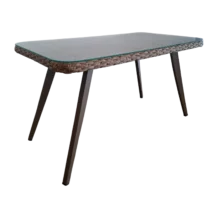 Savora Coffee Table Outdoor — woven rattan frame and Glass— Natural— 90x50xH50cm