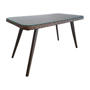Savora Coffee Table Outdoor — woven rattan frame and Glass— Natural— 90x50xH50cm
