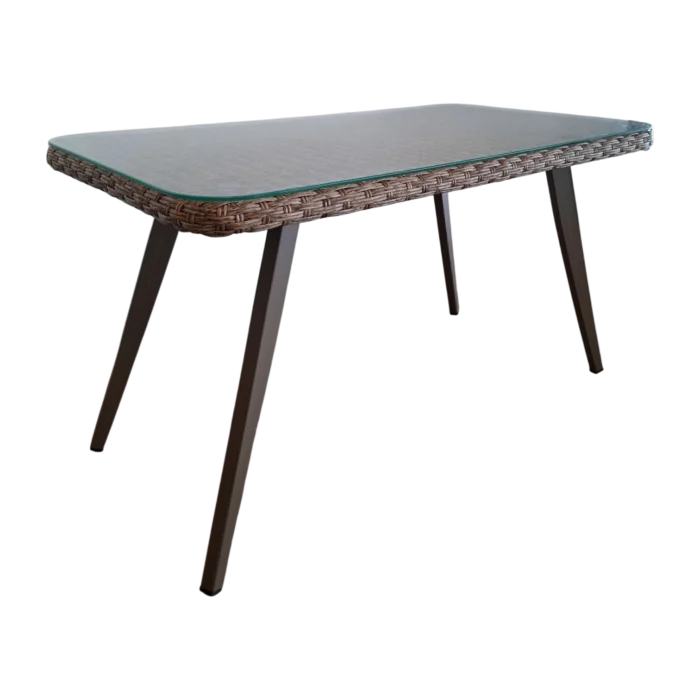 Savora Coffee Table Outdoor — woven rattan frame and Glass— Natural— 90x50xH50cm