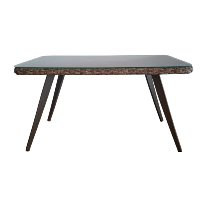 Savora Coffee Table Outdoor — woven rattan frame and Glass— Natural— 90x50xH50cm