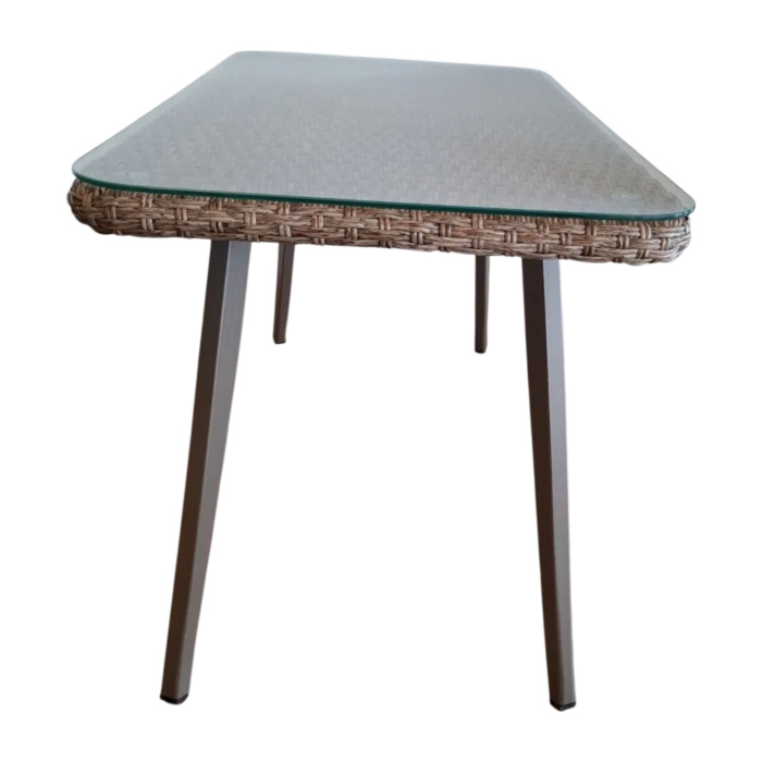 Savora Coffee Table Outdoor — woven rattan frame and Glass— Natural— 90x50xH50cm