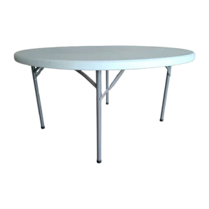 Folding Table - Nora - plastic Top - metal legs - white - Ø152cm