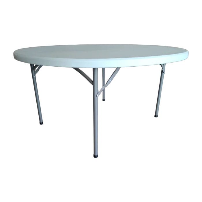 Folding Table - Nora - plastic Top - metal legs - white - Ø152cm
