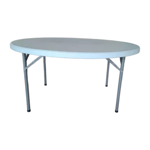 Folding Table - Nora - plastic Top - metal legs - white - Ø152cm