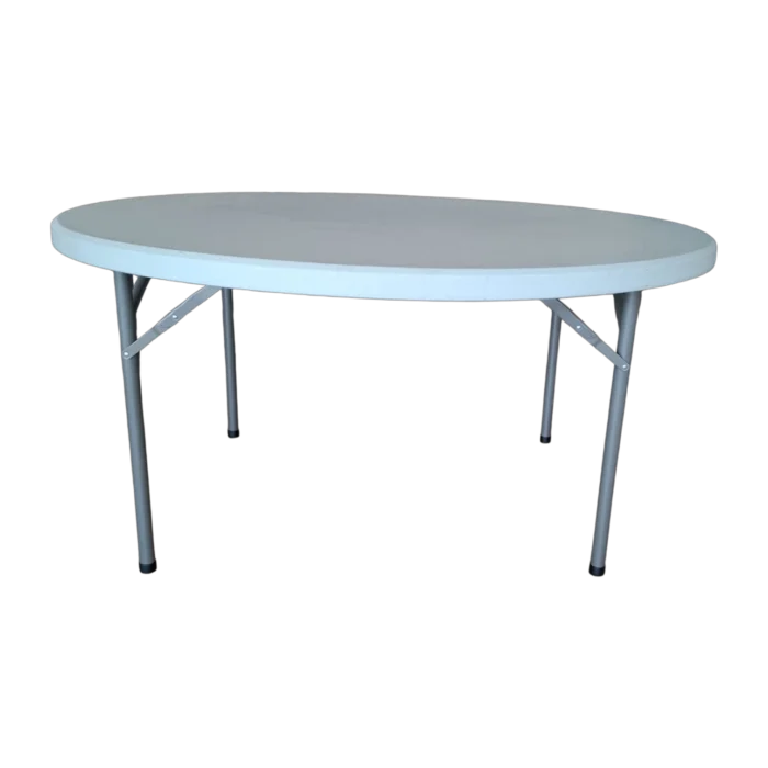 Folding Table - Nora - plastic Top - metal legs - white - Ø152cm