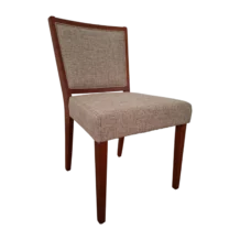 Dining ArmChair – Helsinki– Side View – Beige Canvas Fabric Dirty OAK legs – L43xD43xH85/47cm