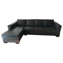 GENOA Corner Sofa — Leather - Black