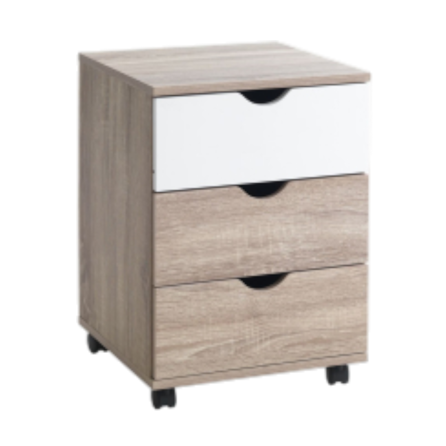 011153033002-LM-BS1742 Nova Mobile Office Drawer - Oak/white - wheels - 40x40xH56cm