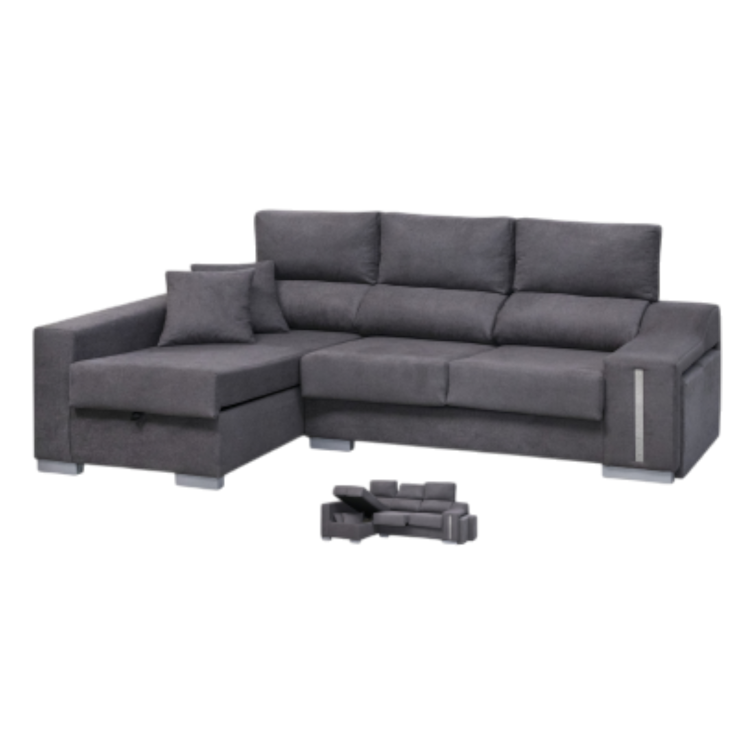 012326041006_MAP-MICHAEL_D.Grey_2 Michael Corner Sofa - Dark Grey - Velvet - 264x142/81xH96cm