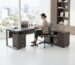 modern office desk with pedestal and cabinet extension workstation