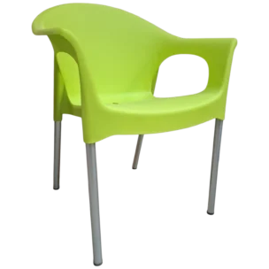 Plastic Outdoor Armchair with aluminium legs Green