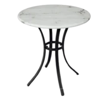 Aurelia Outdoor Side Table - Marble , Iron, black and white - DIA60xH71cm