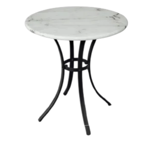 Aurelia Outdoor Side Table - Marble , Iron, black and white - DIA60xH71cm