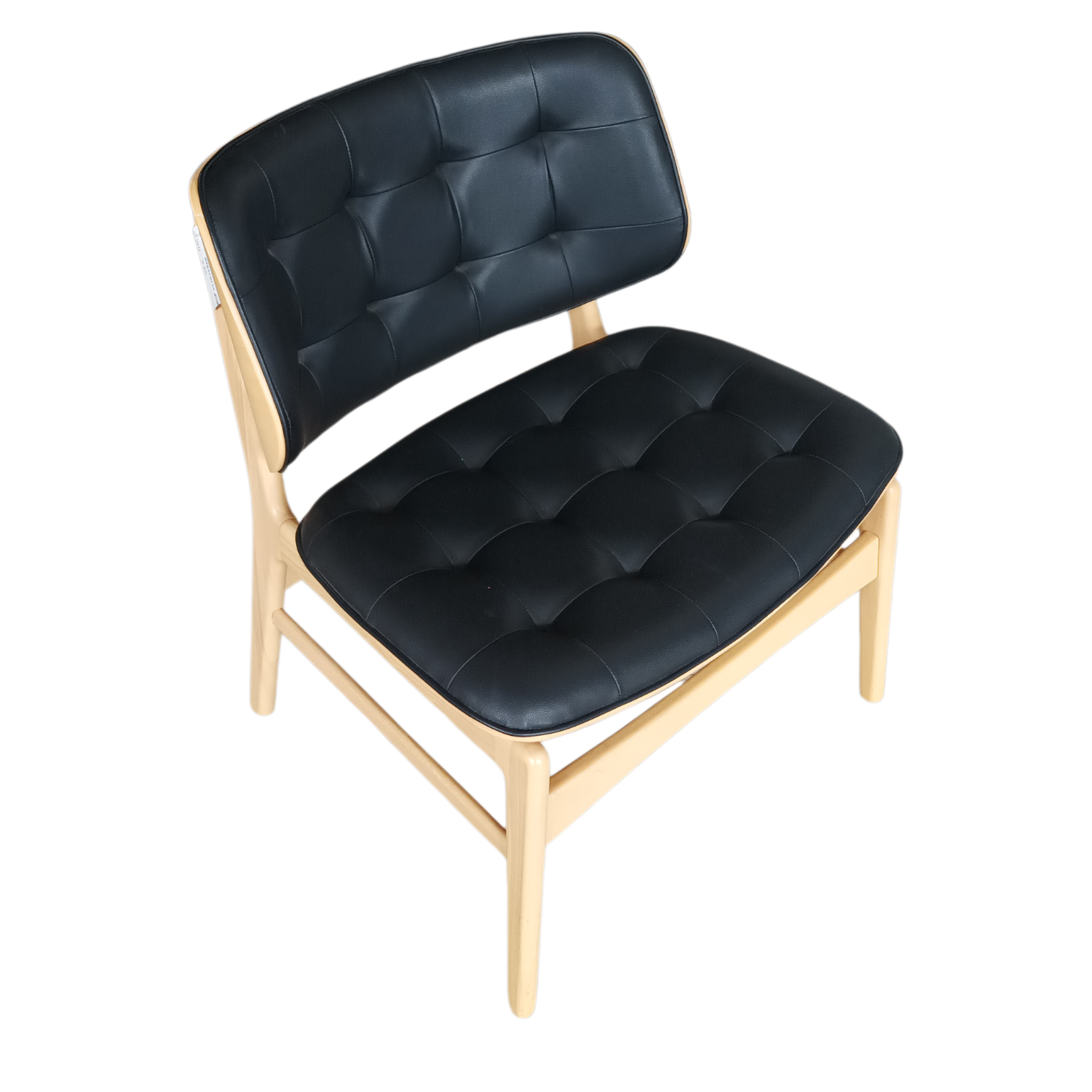 012034039046-TMH-565-2 Orion Lounge Chair-Leather, Wood — Black, maple- W65xD63xH76.5cm