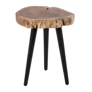 Acacia Side Table - Acacia wood with metal legs - DIA40xH49.5cm