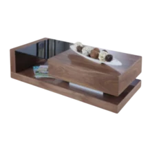 Clarity Coffee Table - melamine and glass- walnut -180x45x45cm