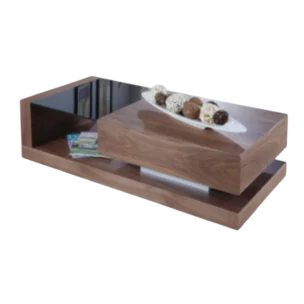 Clarity Coffee Table - melamine and glass- walnut -180x45x45cm