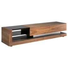 Clarity TV Stand - melamine and glass- walnut -180x45x45cm