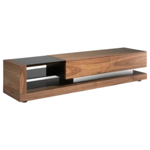 Clarity TV Stand - melamine and glass- walnut -180x45x45cm