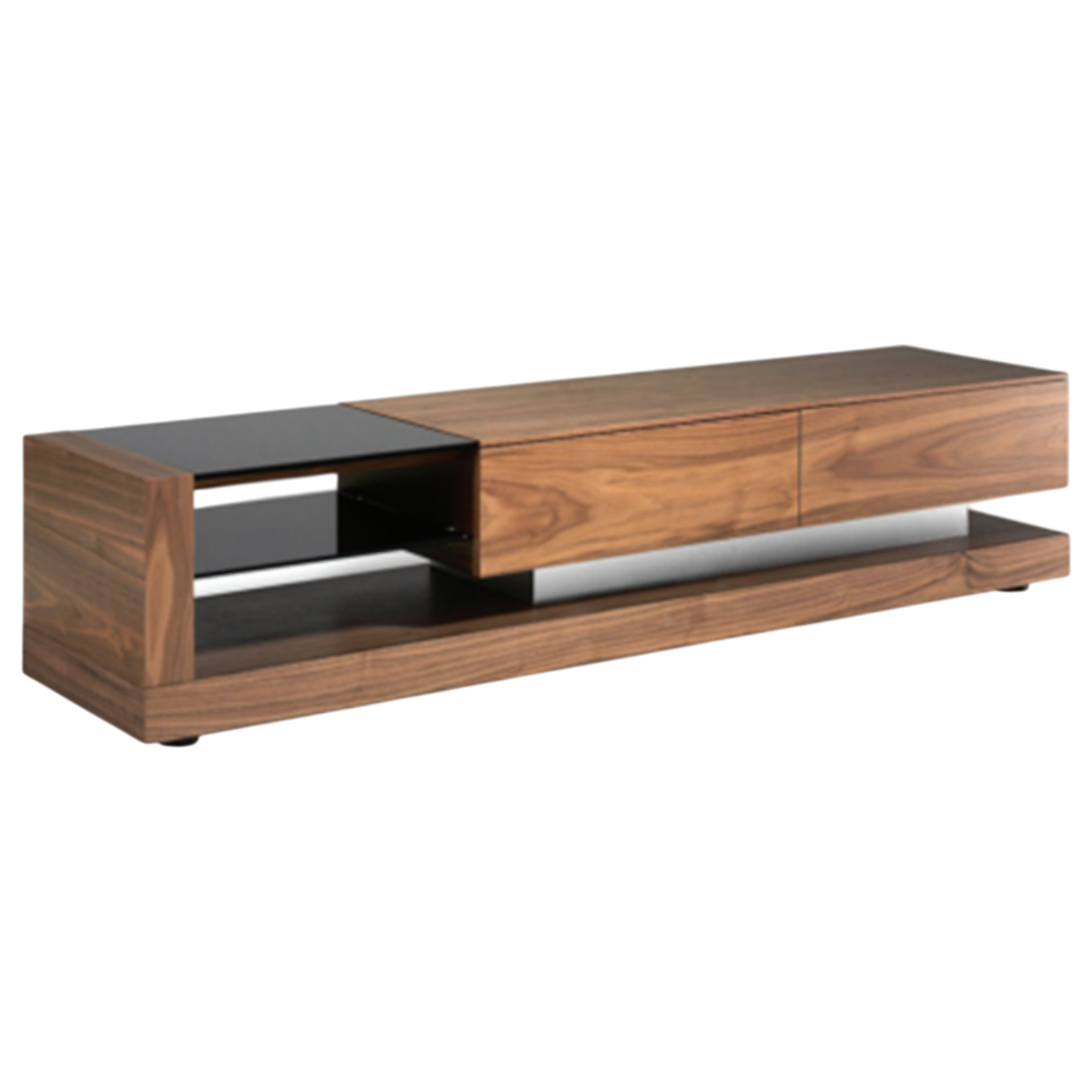 012339039002-TL-TV-6000.180 Clarity TV Stand - melamine and glass- walnut -180x45x45cm