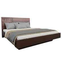 Mercedes Double Bed - Melamine/Wood - Walnut - 160x200