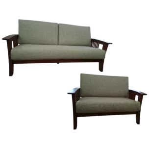 3 Seater and 2 Seater Sofa Set with Wood