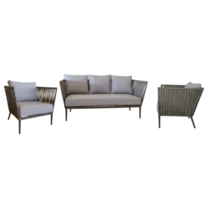 Outdoor Sofa Set with 3 Seater Sofa and 2 1 Seater Sofas with ropes