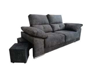 Rabat 3-Seater Sofa +2 pouf - Velvet - Dark Grey - 206x81xH103cm