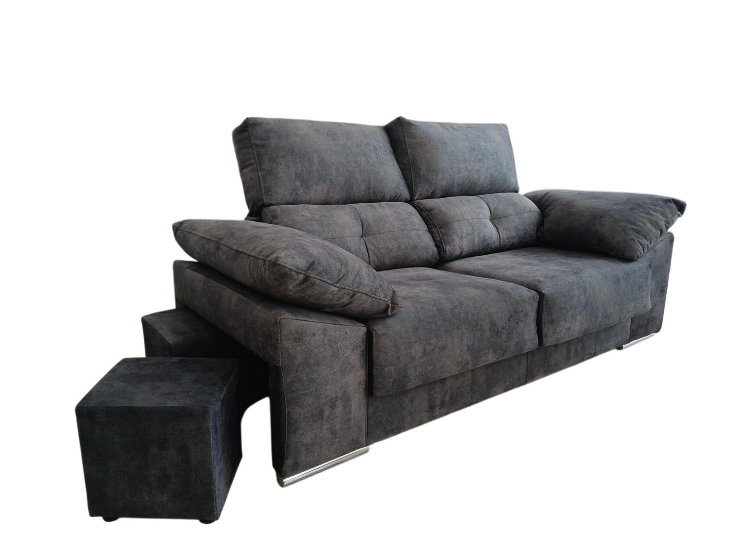 012326041007 - MAP-CLASSIC-3 Rabat 3-Seater Sofa +2 pouf - Velvet - Dark Grey - 206x81xH103cm