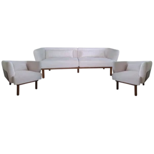 Living room sofa set with 1x3-seater sofa and 2x1-seater sofa white