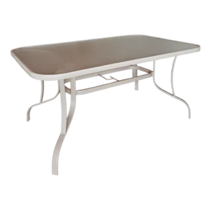 Crespo-1 Dining Table — Beige — Aluminum, Glass — 150(L) x 95(D) x 72(H) cm