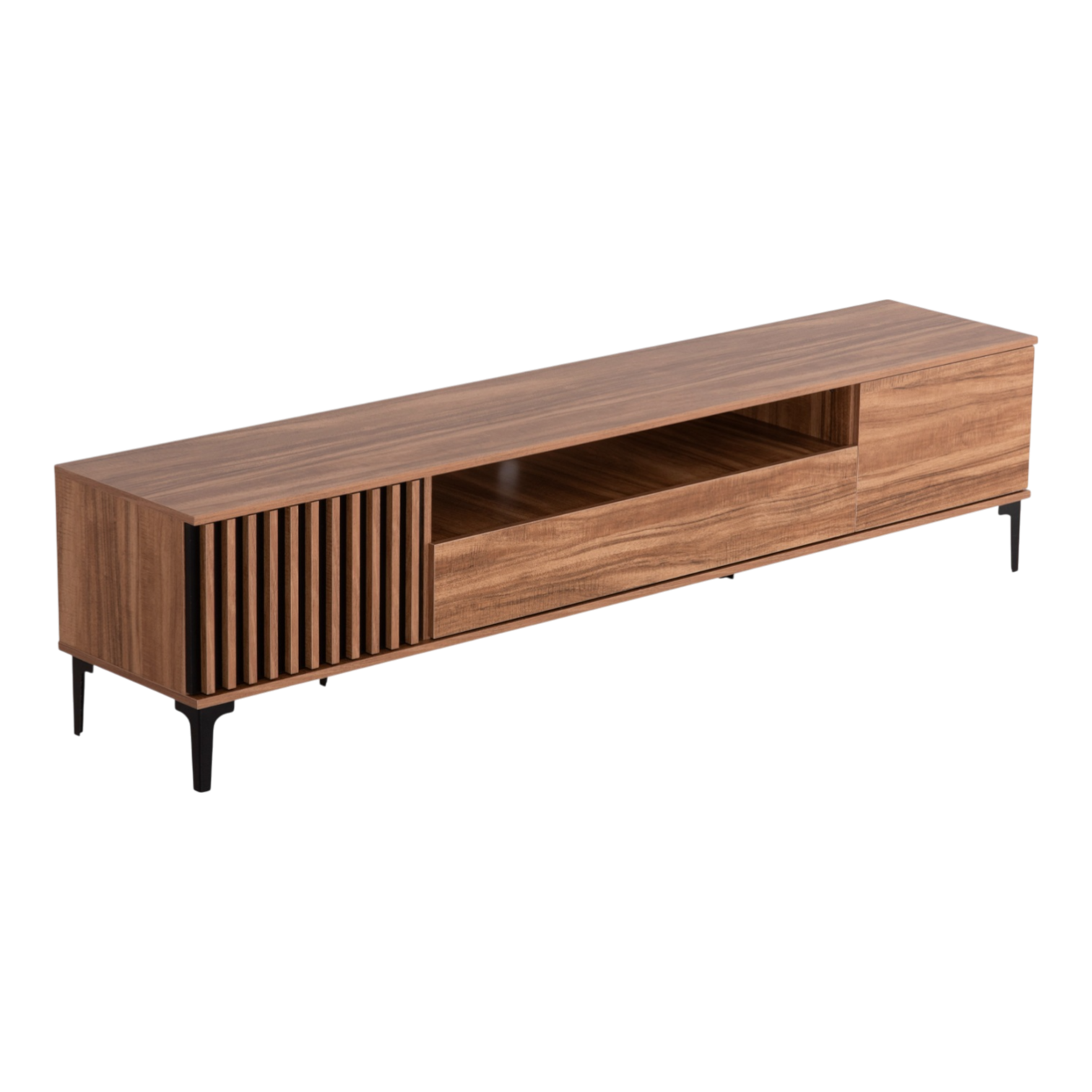 012329039010-ANG-18008.01 Alpine Modern TV Stand - Melamine wood - Walnut - 200x40xH48cm