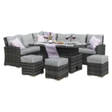 Salvador-2 Dining Table — Aluminum, Wicker — Grey