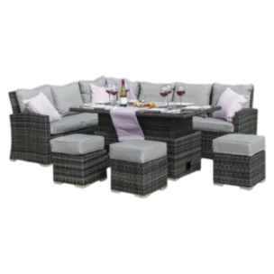 Salvador-2 Dining Table — Aluminum, Wicker — Grey