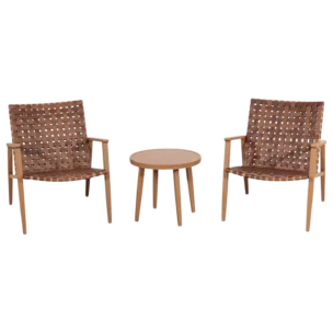 Tevora Balcony Set - Aluminum - teak look