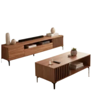 Alpine Modern Coffee Table and TV Stand - MElamine wood - Walnut - 110x60xH44cm