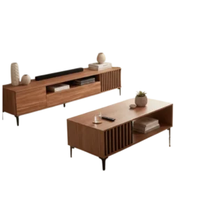 Alpine Modern Coffee Table and TV Stand - MElamine wood - Walnut - 110x60xH44cm