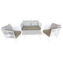 Malaga Outdoor Lounge Set - White Aluminum and wicker