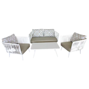 Malaga Outdoor Lounge Set - White Aluminum and wicker